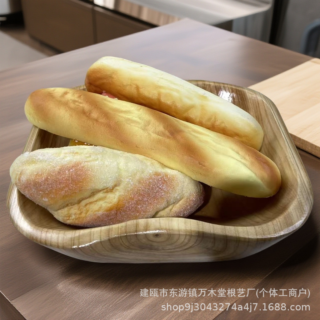 Madera sólida raíz tallada bandeja de fruta tronco bandeja de madera cubiertos de lujo creativo pan bocadillos frutas de lujo retro