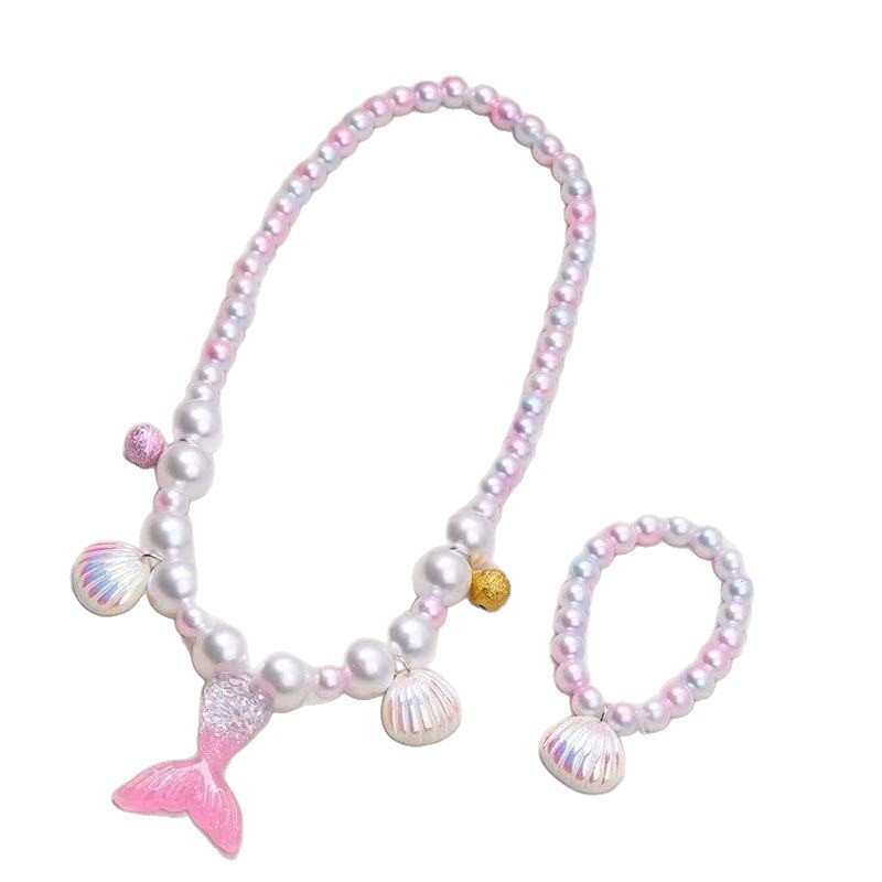 Collar de perlas para niños juegos de estudiantes collar de sirena para mujeres lindas transfronterizas accesorios de ropa de niñas mayorista