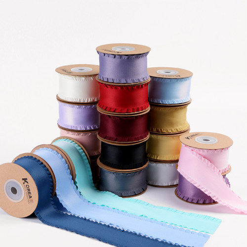 Classic thickened ruffled webbing bow hair accessories clothing high density wavy edge ribbon fungus skirt ribbon
