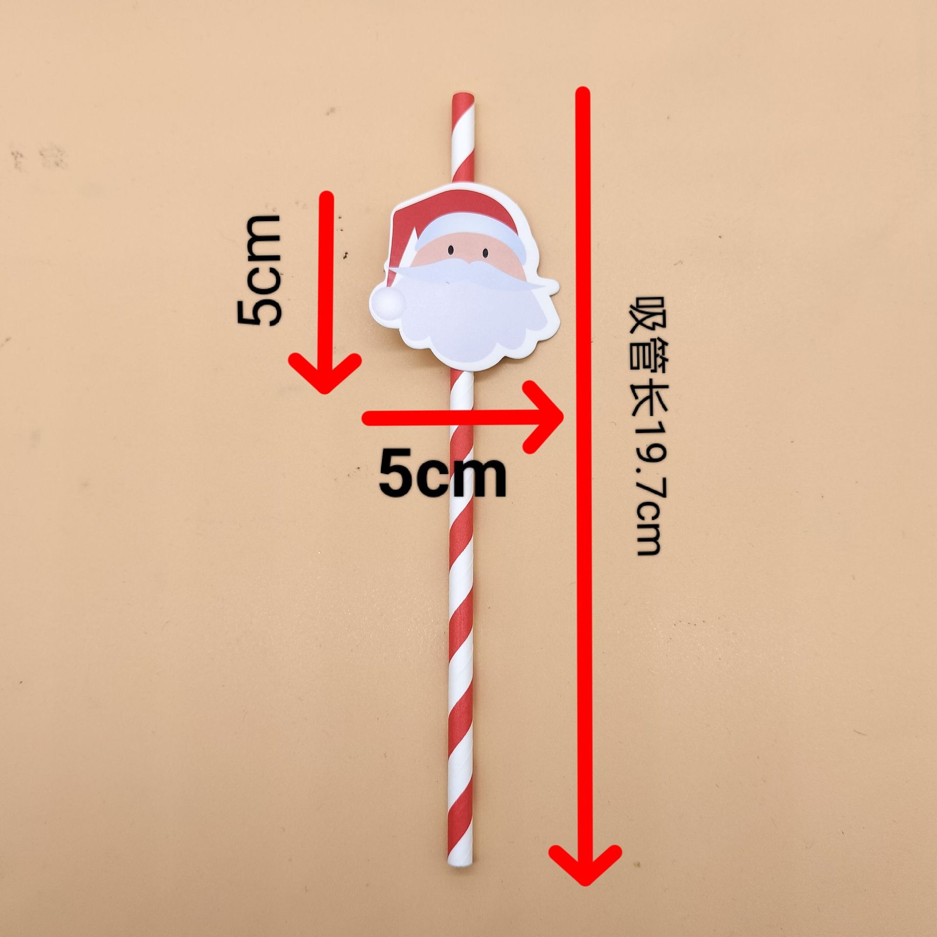 Papá Noel tarjeta decorativa paja desechable papel degradable paja Navidad postre pastel fiesta paja