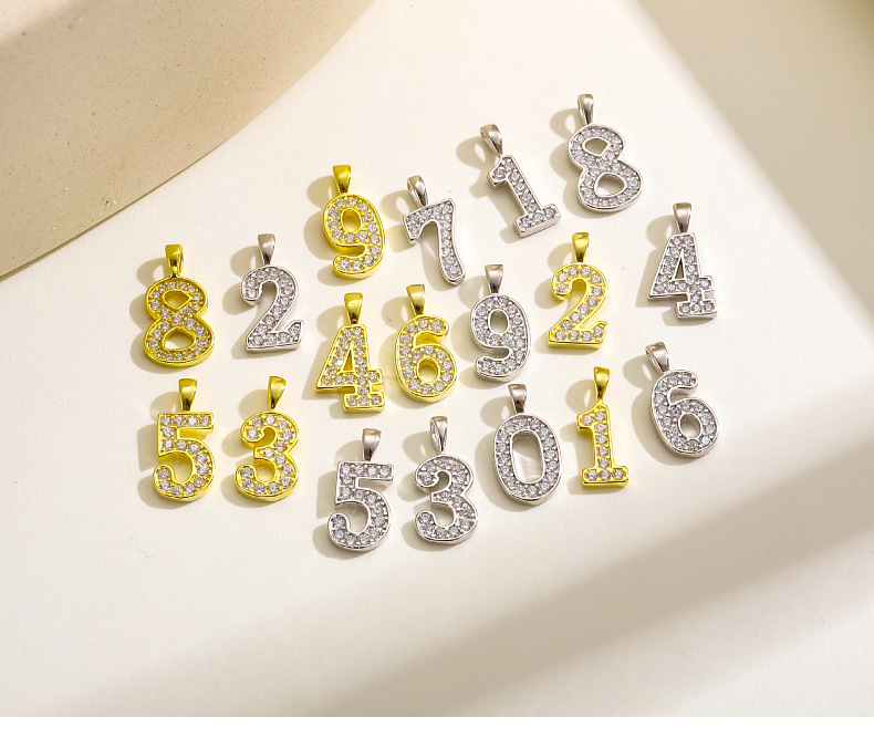 1g Weight Pendant Jewelry Making Type 15*8mm Jewelry Making Size Zircon Inlay Material DIY Jewelry Accessories Classification 1 Piece Quantity 925 Sterling Silver Material Number Pattern Modern Style, Classic Style Style 1 Piece 15*8mm 925 Sterling Silver Zircon Number Pendant 无