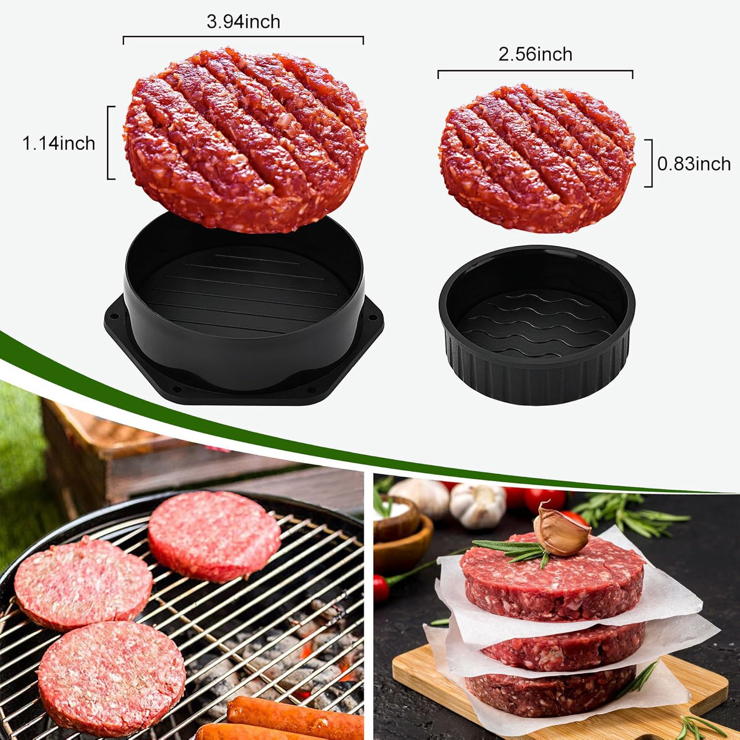 Amazon Cross-border Hot Hot Ferry Pressing Plate Round Burger Pressing Cake Mold Set de herramientas de barbacoa al aire libre