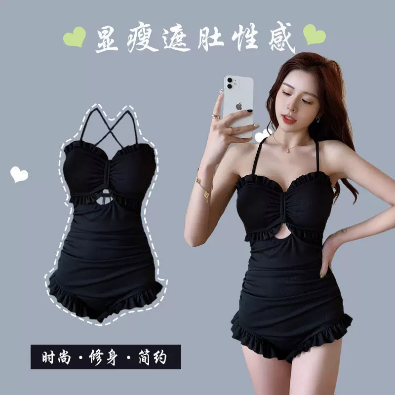 Купальник женский оптовая продажа 2026 новый корейский инф стиль цельный sexy сдержанный закрывающий живот облегает стройная фея горячей весной женская одежда
