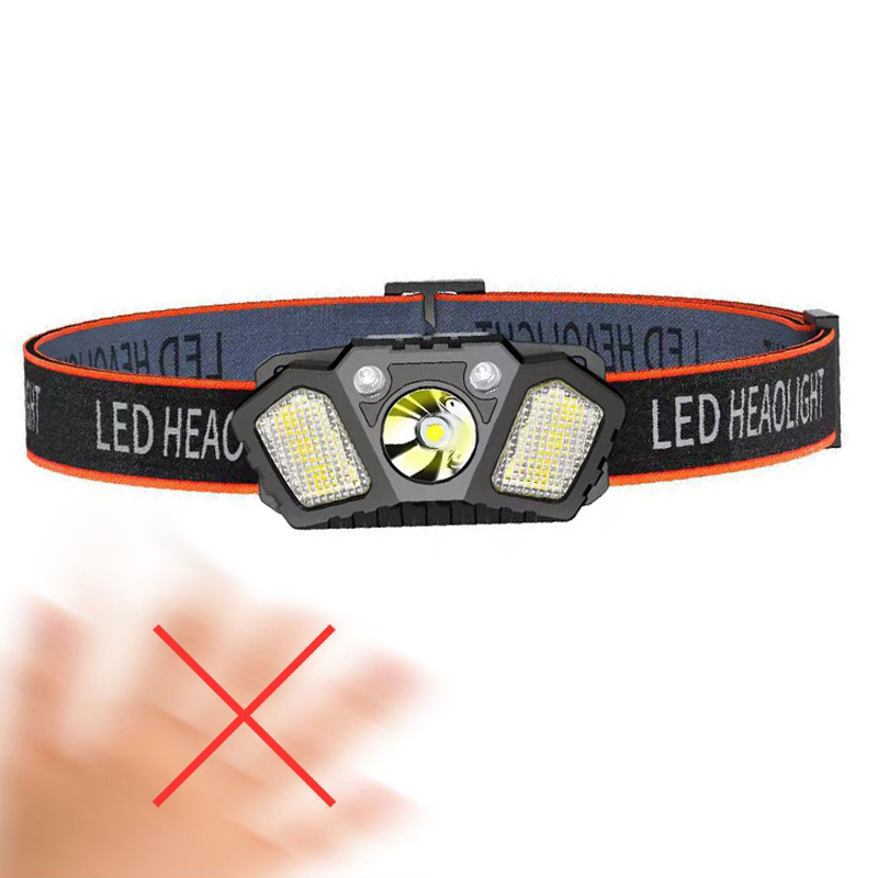 Transfronteriza fuerte faro de luz al aire libre LED linterna montada en la cabeza luz roja recargable mini Faro de inducción de pesca al por mayor