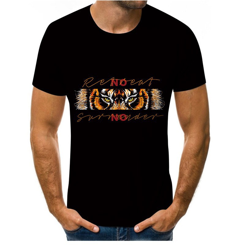 Venta caliente Forest Beast 3D impresión digital hombre calle salvaje hombro recto jersey transpirable suelta camiseta de manga corta