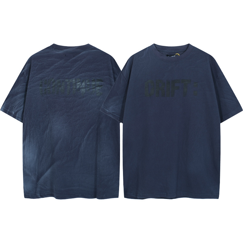 Marca de moda FAR.ARCHIVE vintage lavado angustiado carta impresión hombres suelta pareja de mujeres casual Camiseta de manga corta