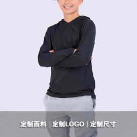 专业外贸工厂跨境定制亚欧美码运动速干儿童防晒衣青少年连帽衫T