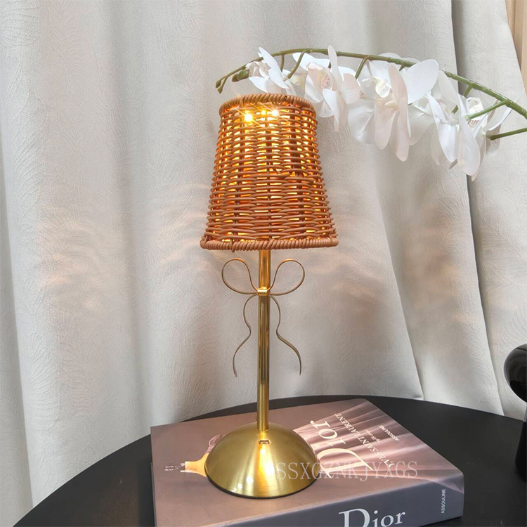 Retro vidina trenzada lámpara de escritorio de arco inalámbrico recargable dormitorio de cabecera de la cama luces de atmósfera para luces LED transfronterizas image 10