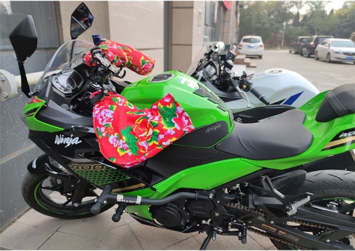 Winter Northeast Large Floral Motorcycle Gloves, Anti-Slip, Cold-Proof, Fleece-Lined, Thickened for Motorbikes and Tricycles