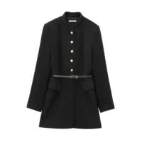 Woolen coat, belt, poster, long-sleeve, European style, polyester