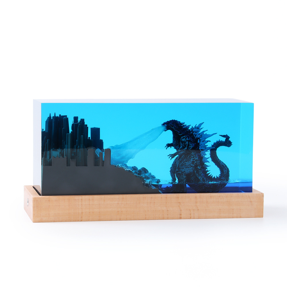  Creative Godzilla City War Night Light Ornaments Epoxy Craft Christmas Children Gifts Tide