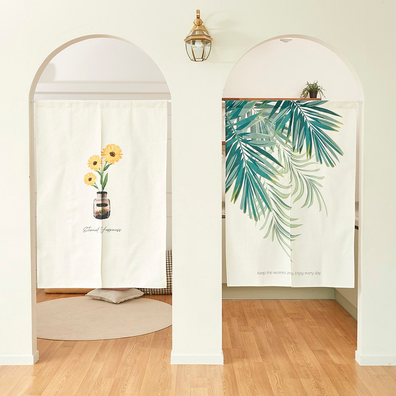 Nordic Green Plant Fabric Door Curtain for Home Use, Bedroom Partition Curtain, No-Drill Kitchen Half Curtain, Hanging Curtain, Direct Sales from the Manufacturer Nordic Green Plant Fabric Door Curtain for Home Use, Bedroom Partition Curtain, No-Drill Kitchen Half Curtain, Hanging Curtain, Direct Sales from the Manufacturer
