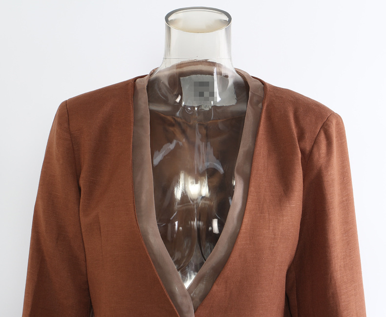 GraceChic 25 Set due pezzi da donna, blazer + pantaloni, patchwork in lino, stile a blocchi di colore, autunno inverno, moda 1827_voghion.com