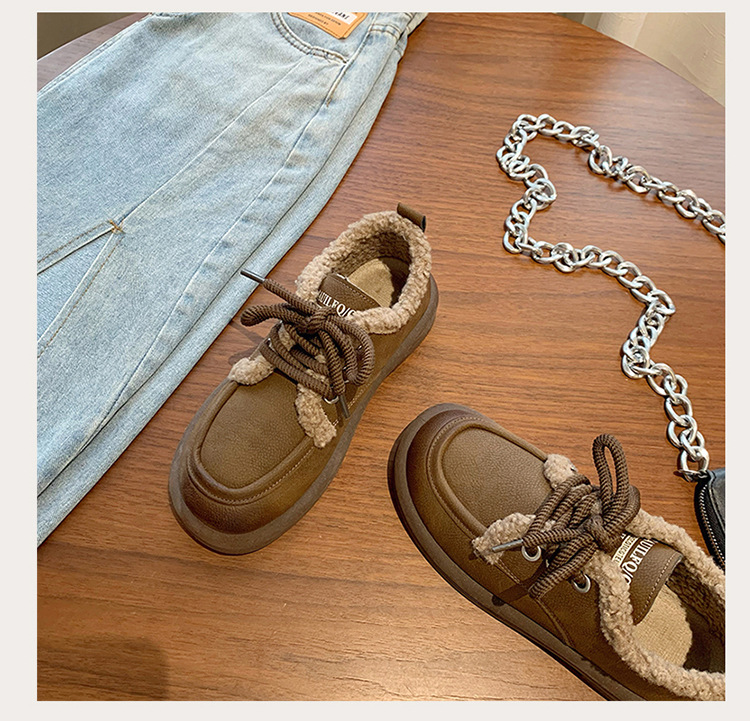 Kleine Lederschuhe im britischen Stil, trendige Winternische für Mädchen, Isolierung aus Baumwollplüsch mit niedrigem Absatz, Außenschuhe mit weicher_voghion.com