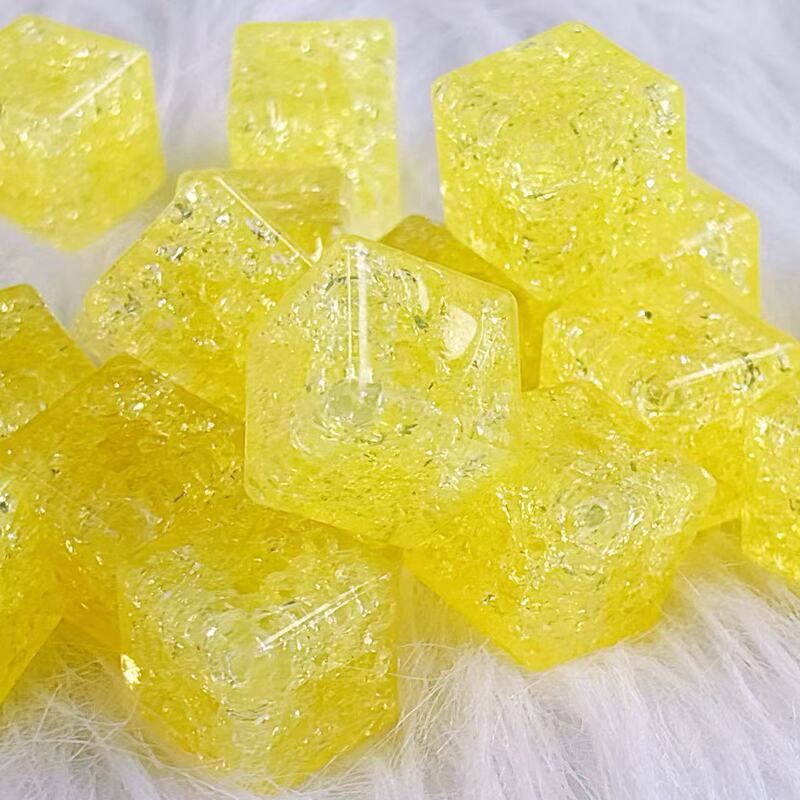 18mm爆花水晶仿真平面冰块方块DIY手工饰品配件材料彩色爆花冰裂|undefined