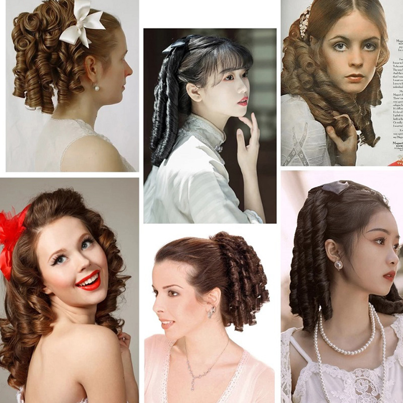 Rizador de pelo de princesa estilo retro rizador de pelo romano Bow Ponytail Bow Princess Ponytail