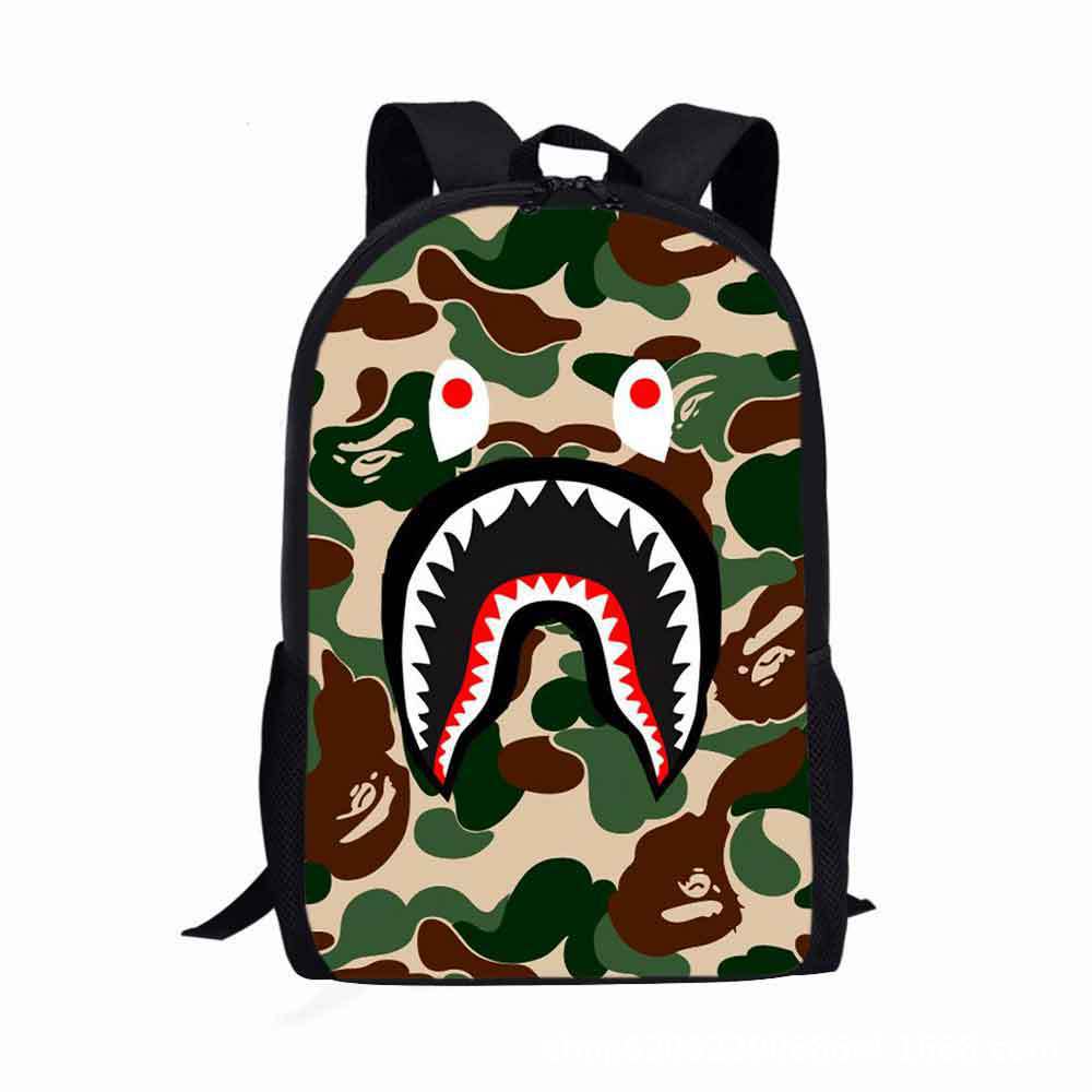 Estudiante de la escuela primaria mochila camuflaje tiburón logotipo imprimible de gran capacidad Mochila para niños mochila de dibujos animados transfronteriza entrega