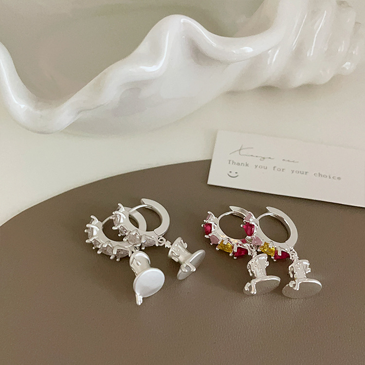 Matte design retro universal elegant earrings with zircon