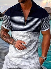 O 29232 Color Blocking Zipper Polo Shirt Set ײɫ��������װ