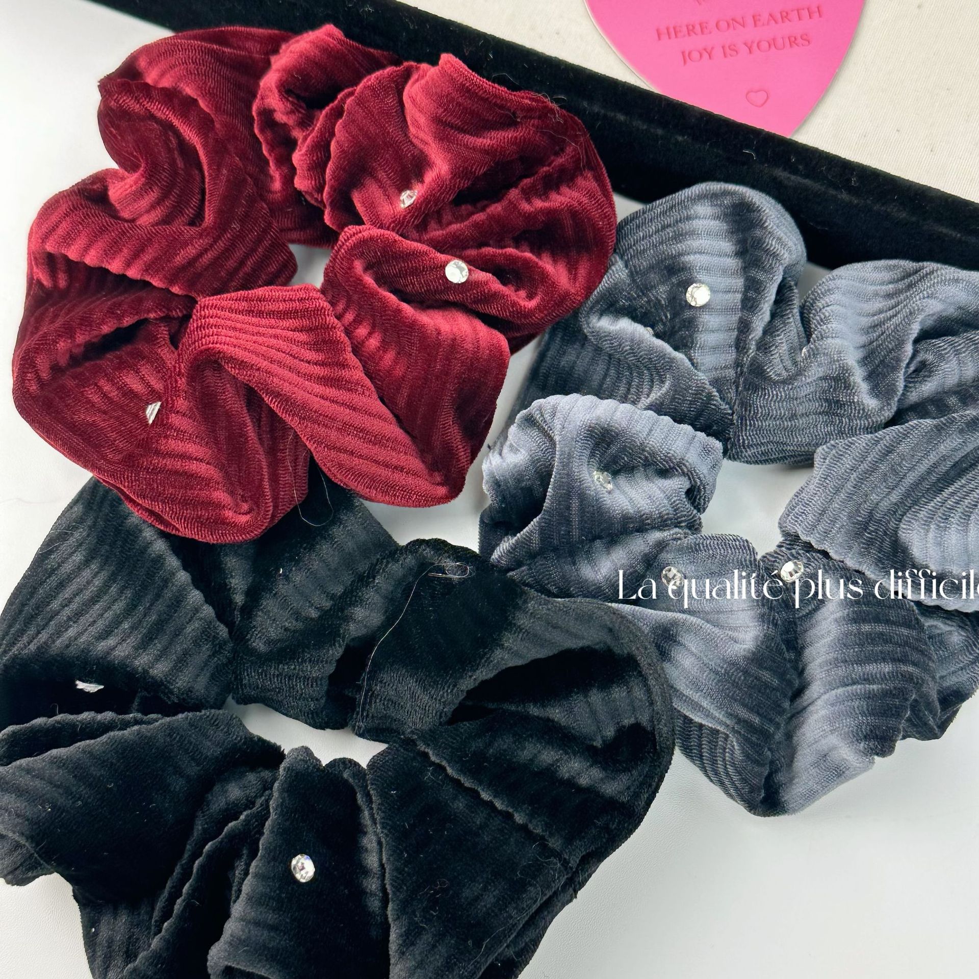 Französisches Retro-Strass-Samt-Dickdarm-Haarband, Haarschmuck, Nische, hochwertiger, hochelastischer Rücken, Kopfband, Haarschmuck_voghion.com