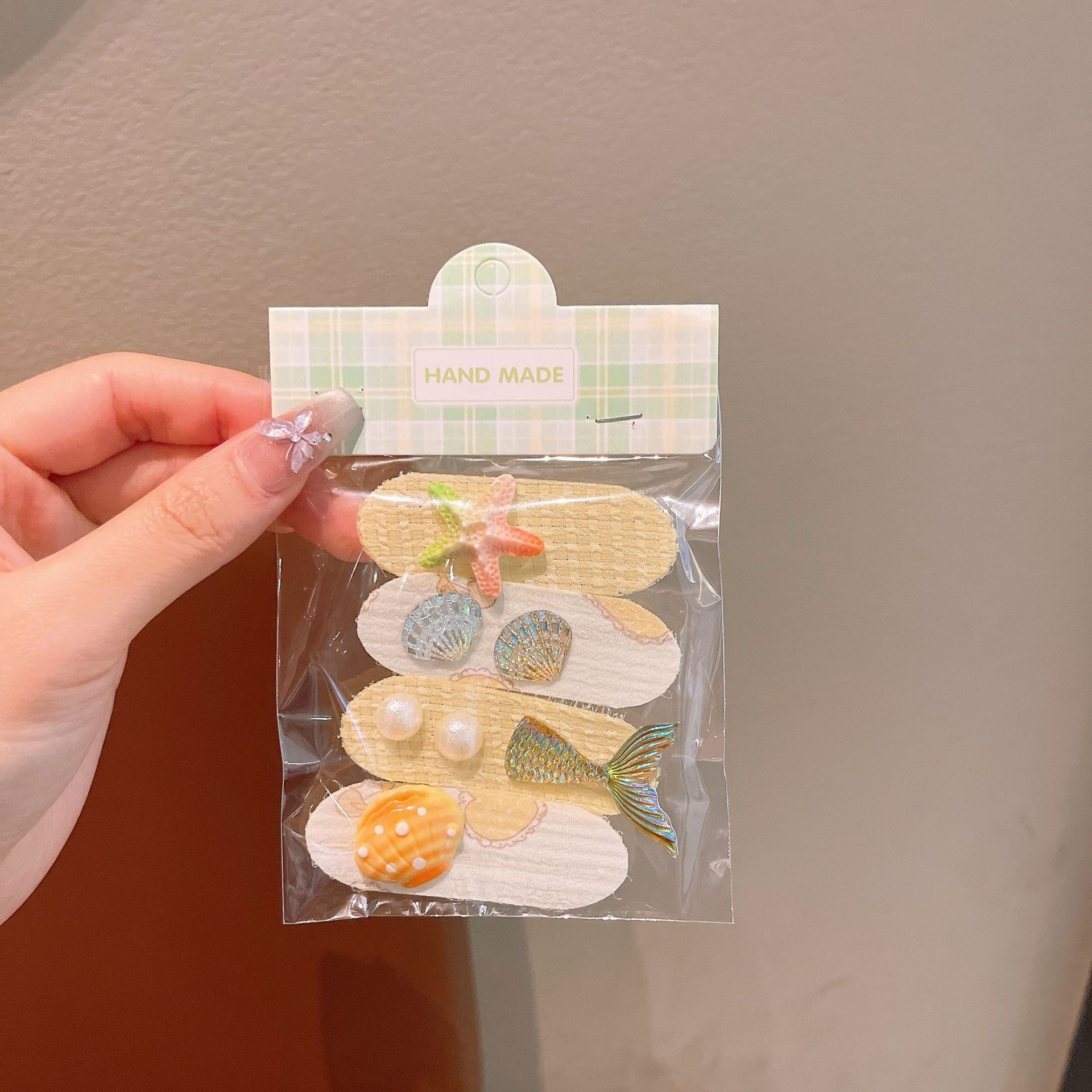 Estrella de mar conchas de bebé velcro pegatinas de cabello roto pegatinas de sudor pegatinas de cabello adornamiento de cabello no dañado pegatinas de frangeo para niños