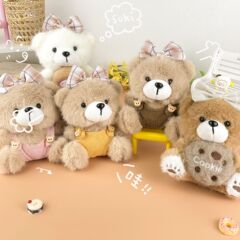 漫画クッキーテディベア人形ストラップぬいぐるみちょう結びバックパンツベアーおんぶ人形ストラップ