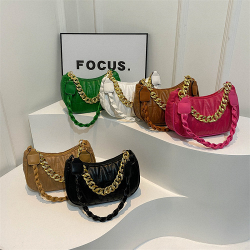 Stitch Spring Fashion Trendy 2024 New Retro Stylish Simple Crossbody Chain Strap Handbag Shoulder Bag Underarm Bag