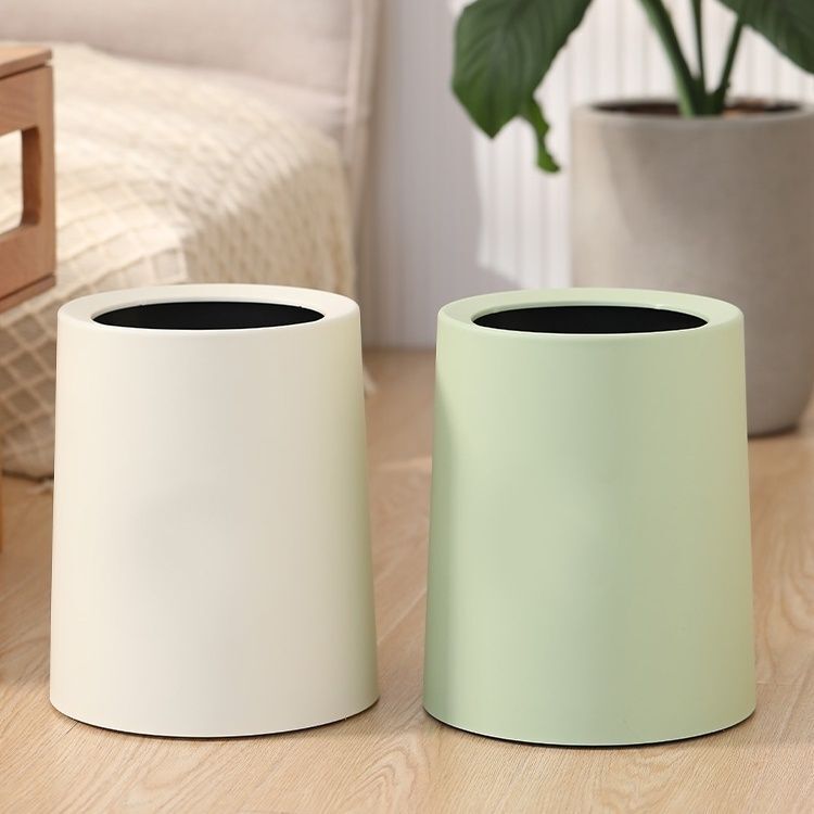 Ice Cream Solid Color Trash Can Double-Layer Household Dormitory Internet Celebrity Living Room Bedroom Large Toilet Bathroom