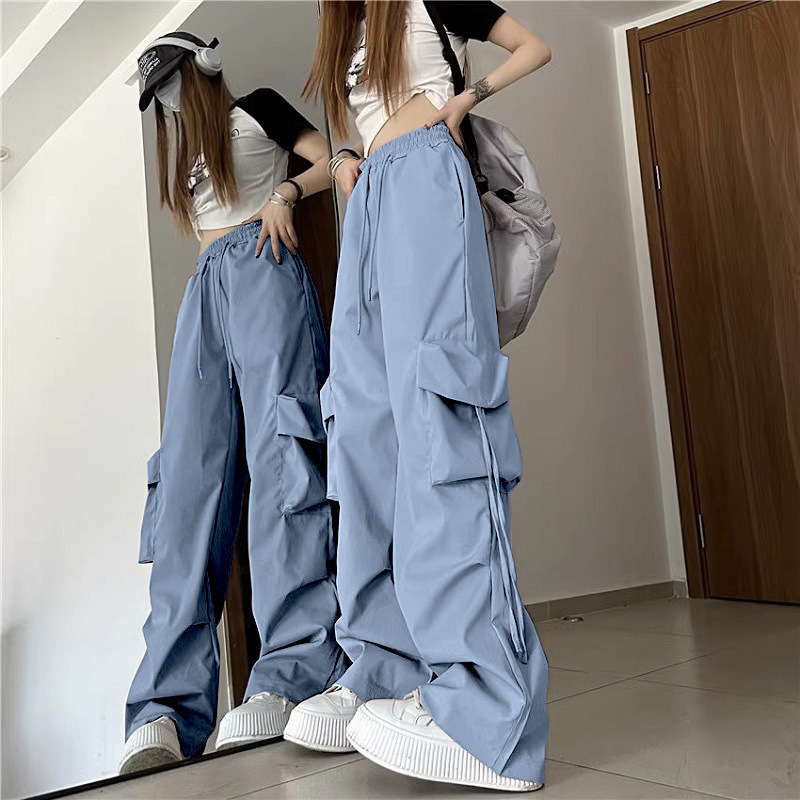 oversize多巴胺帅气工装裤子女宽松美式复古显瘦直筒休闲阔腿裤子|undefined
