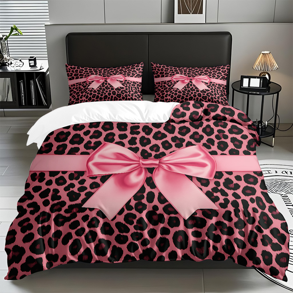 Ins Wind Pink Bow Digital Printed Colchón Set Pillow Cover Comercio electrónico transfronterizo preferido para adaptarse al modo JIT