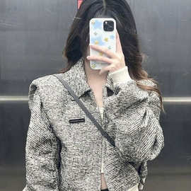 港风超好看小香风棒球服女春秋短款感气质休闲百搭开衫外套潮