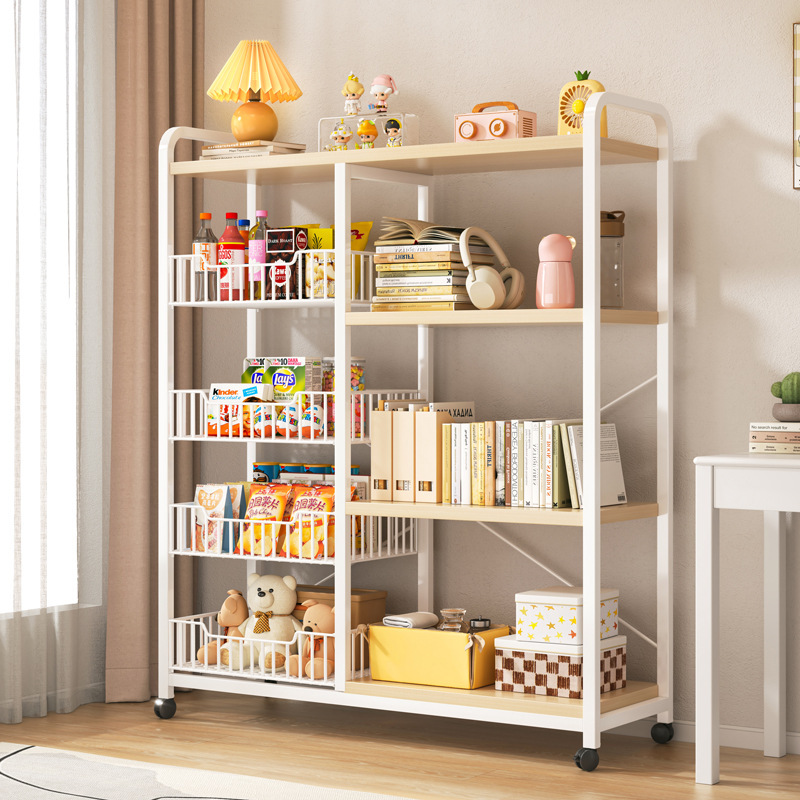 Estantería estante piso juguete imagen libro snack estante de almacenamiento móvil de hierro multifuncional niños estantería en casa
