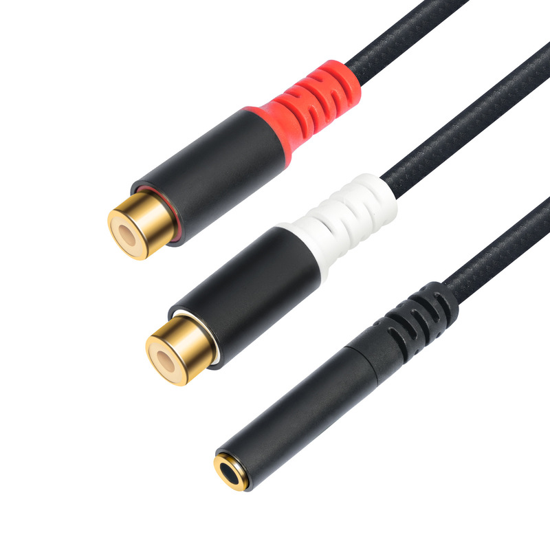 Metal Shell Gold-Plated Head Double Shielded Wire 0.65m mm Female to Double Rca Lotus Female Audio Adapter Cable