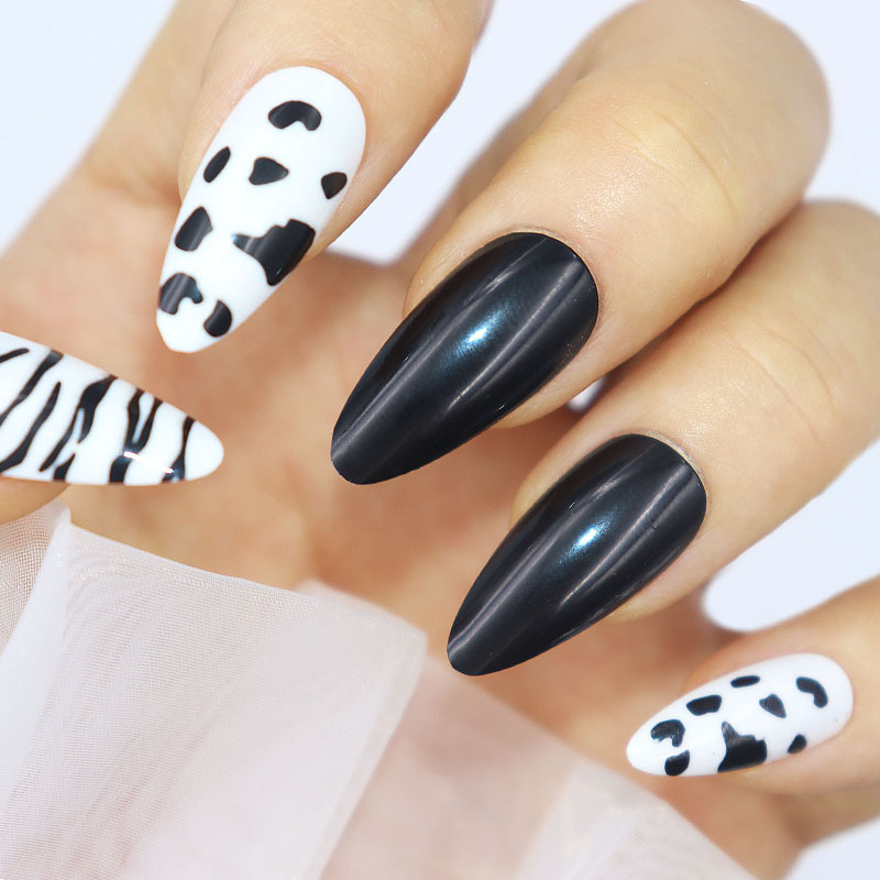 Sweet and Cool Style Medium-Length Wearable Nail Patches, Reusable Zebra Pattern, Personalized Detachable Finished Products Wholesale Sweet and Cool Style Medium-Length Wearable Nail Patches, Reusable Zebra Pattern, Personalized Detachable Finished Products Wholesale