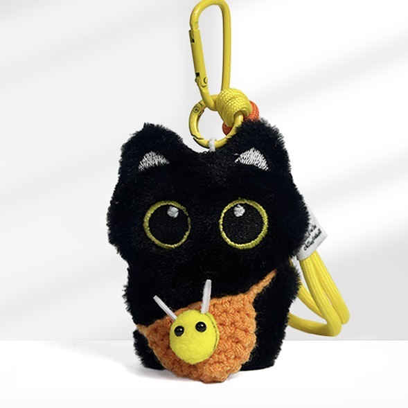 超かわいい小さな黒猫のペンダント、パーソナライズされたかわいいぬいぐるみ、手織りのストラップ、親友へのマルチカラーギフト|undefined