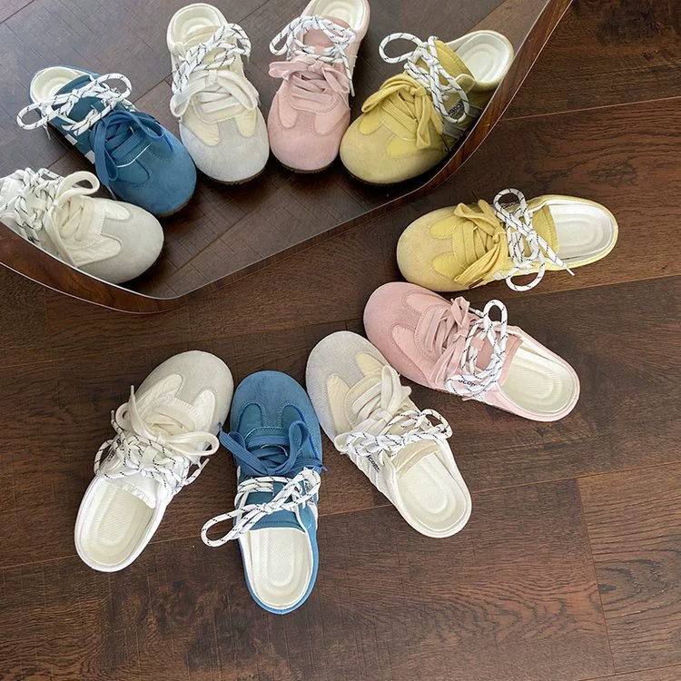 Ретро полусапожки на толстой подошве для женщин, весна-лето 2025, новые универсальные повседневные туфли, ленивые слипоны с закрытым носком