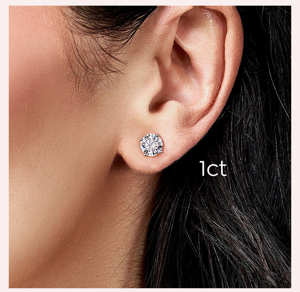 Shiny Geometric Sterling Silver Gra Inlay Moissanite Ear Studs display picture 11