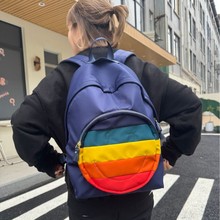 跨境热卖新安雅小众设计彩虹笑脸背包防水尼龙男女休闲双肩包书包