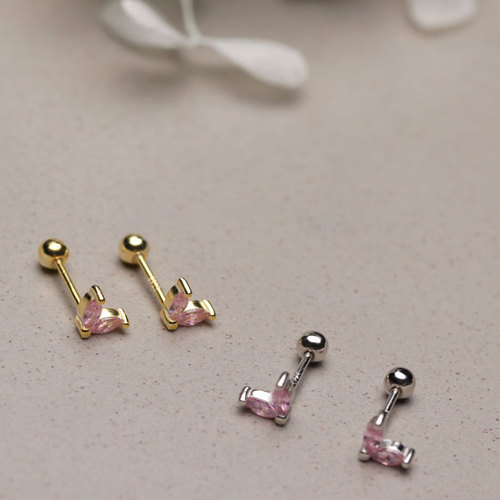 Drya S925 Pure Silver Little Tree Seed Earrings Screw Back Earrings Petite Luxurious Style Earrings Sleep Without Removing Accessory For Women