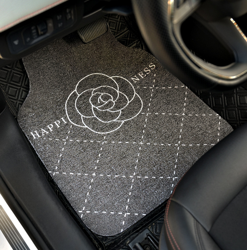 Camellia car foot mat silk ring simple printing car stain-resistant foot mat single piece thickened non-slip car foot mat