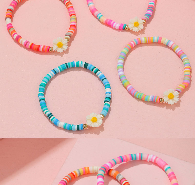 Sucré Fleur Plastique Résine Perlé Fait Main Enfants Bracelets Ensemble De 4 Pièces display picture 1