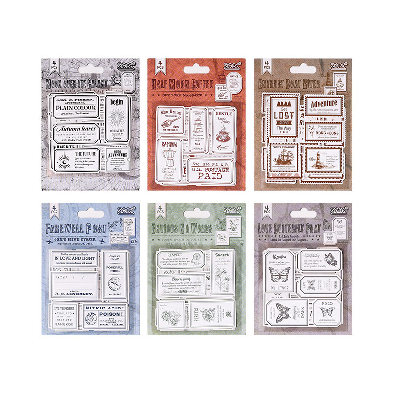 Changxin Yu Dong pegatinas adhesivas diy cuentas diarias pegatinas decorativas sellos retro transfronterizos material pegatinas en inglés