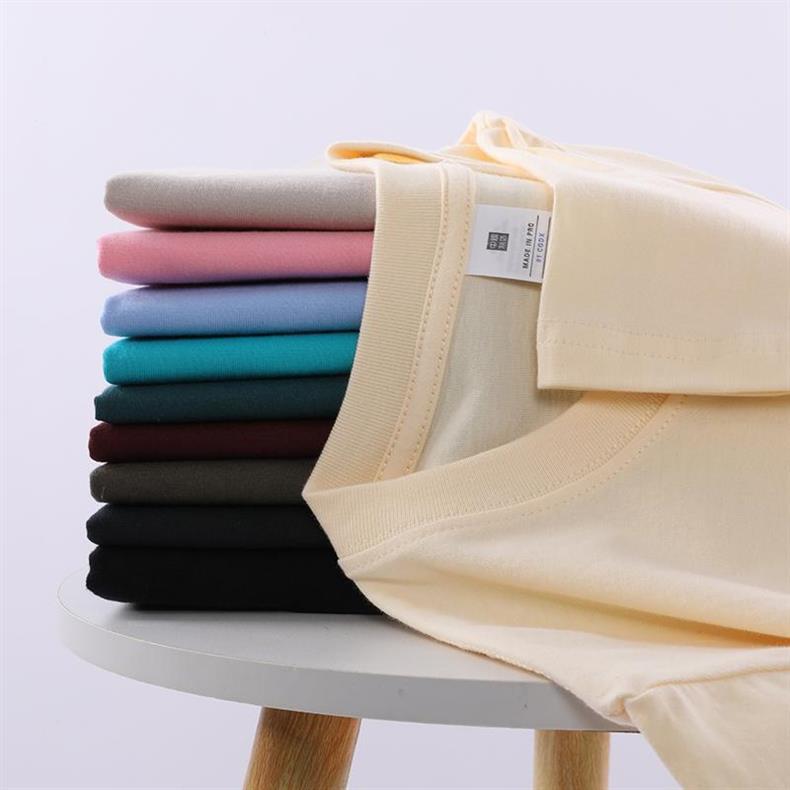 纯棉100短袖T恤正肩男女夏季新款宽松同款纯色圆领百搭上衣_