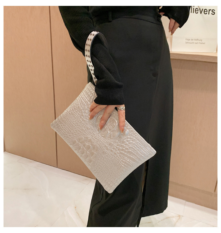 315g Weight Nylon Lining Material Zipper Closure Type Single Shoulder Strap Strap Type Clutch Bag Bags Type Business Occasion Pu Leather Material Solid Color Pattern All Seasons Season Women's Gender Business Style Medium Size Women's Medium Pu Leather Solid Color Business Zipper Clutch Bag 3