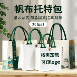 覆膜帆布袋定制大容量便携手提购物袋可印logo漆画跨境托特包现货