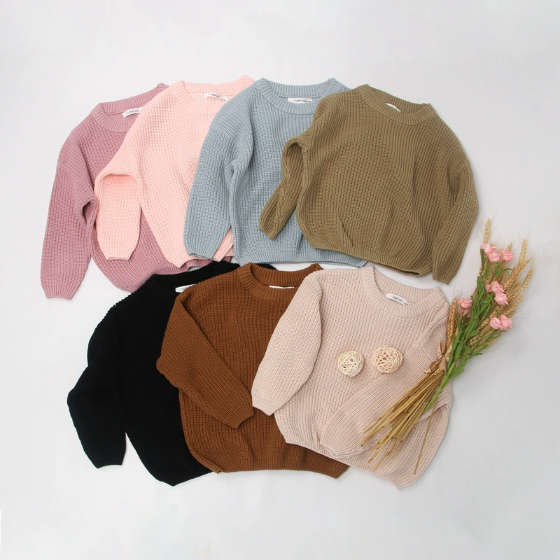 Детский подходящий ко всему свитер в Корейском стиле, осень 2022, новая однотонная Детская рубашка с длинными рукавами, модная