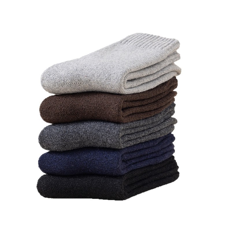 秋冬の純色の大きい厚さのウールの靴下の男女の中筒の靴下の厚い保温の毛の靴下のストッキングのタオルの靴下の卸売り