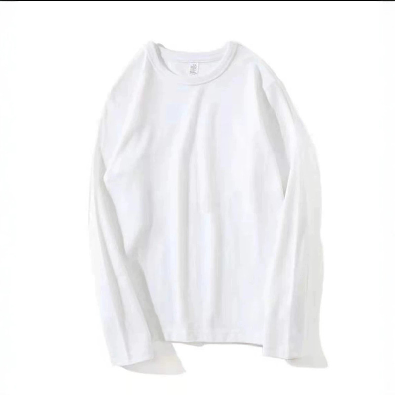 Heavy Weight Khaki Pure Cotton 300g Carbon Brushed Roll Collar Men's and Women's Long-Sleeved Round Neck Shirt 6213