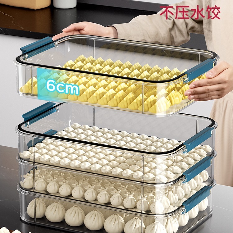 冷蔵庫用餃子保存箱、食品グレードの冷凍キッチン急速冷凍餃子保存箱、ワンタンハンドトレイ|undefined