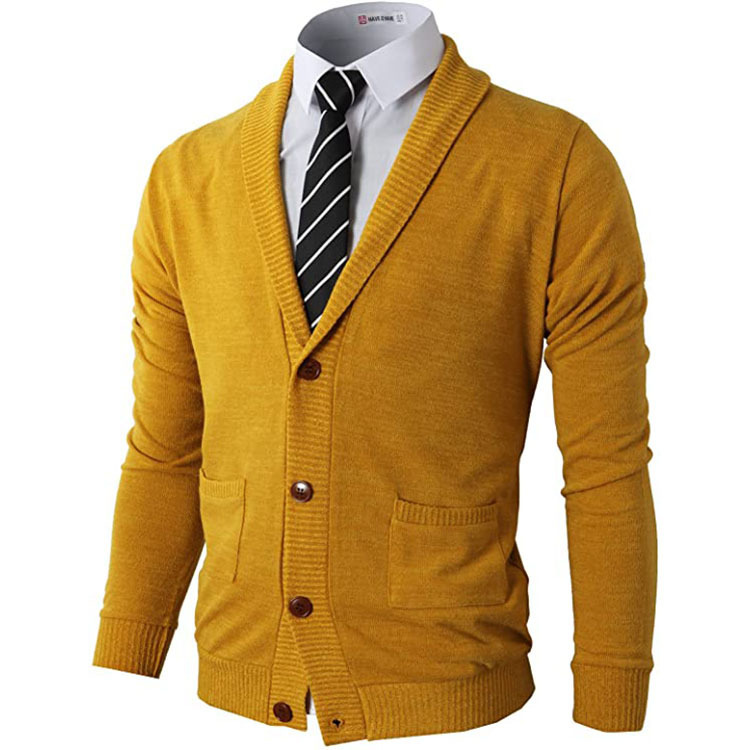 2021 New Amazon Men's Casual Comfortable Slim Cardigan Sweater Shawl Collar Soft Rib Edge Knit Sweater